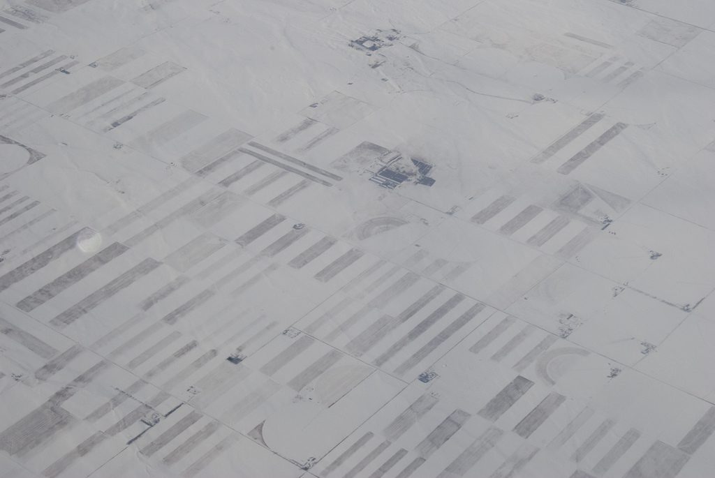 Snow and Fields (aerial view)