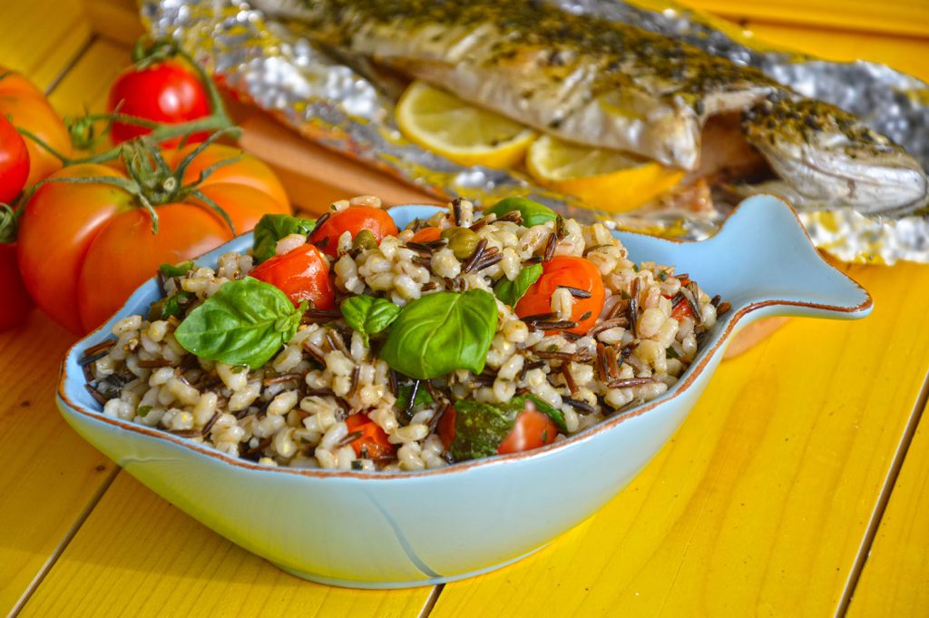 Toasted barley and wild rice salad