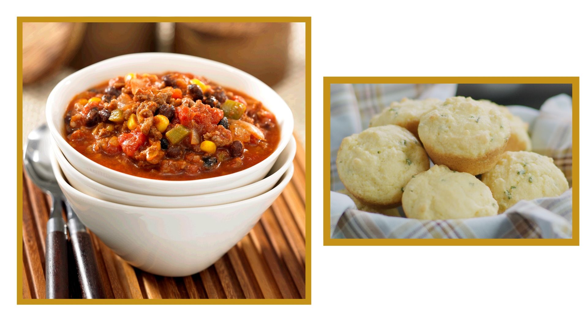 Corn and black bean chili with cornbread muffins Good in Every Grain