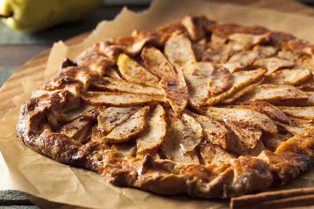 Homemade Autumn Pear Galette Pastry with Cinnamon Sugar